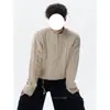Suéter de punto grueso estilo americano con media cremallera y trenzas para hombre, moderno de invierno, tejido grueso casual para pareja, capa interior casual retro