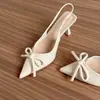 Hermosos Zapatos de Tacón Alto con Lazo Estilo Noche para Mujer, Nuevo Modelo Verano 2026, Punta Fina, Tacón Delgado, Corte Bajo, Sandalias Cerradas Estilo Hada