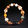 Talla en madera Duobao para ser no. 1 pulsera de sándalo bodhi con cuentas y colgante, pulsera con cuentas de sándalo, joyería de ébano