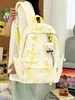 Mochila Estilo Americano Estilo Ins Gris Niebla Degradado con Diseño Dulce y Fresco, Modelo para Parejas para Escuela, Clase, Vacaciones y Viaje