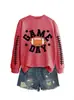 Amazon eBay sitio independiente de moda y único para mujer día de partido colorido fútbol cuello redondo manga larga sudadera