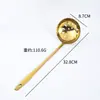 Olla Caliente Colador Cuchara para Sopa Integrada Acero Inoxidable Chapado en Oro Espesada Hogareña Cuchara para Olla Caliente Más Mango Largo Juego de Cucharas para Sopa Montado en la Pared