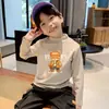 Camada Base Masculina de Lã Quente com Gola Meia-Alta Outono Inverno Novo Estilo Camiseta de Manga Longa para Meninos Grandes e Médios Top Fresco Bonito