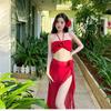 Traje de baño para mujer 2025 Nuevo Sentido de alta gama Estilo popular de Internet Bikini puro sexy adelgazante Verano Pecho grande y pequeño Recogido para vacaciones
