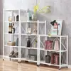 Estantería de Almacenamiento de Múltiples Niveles de Pie para Uso Doméstico, Vitrina para Figuras y Adornos, Estante de Exhibición para Sala de Estar, Estantería Plegable sin Instalación