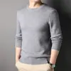 Suéter Juvenil de Color Sólido Otoño Vivo Ajuste Delgado Versátil Cuello Redondo de Punto para Negocios Ropa de Hombre Capa Base Ropa de Hombre
