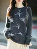 Suéter de Punto Redondo de Lana Cachemir Nuevo Otoño/Invierno 2026 Manga Larga para Mujer con Perlas Plumas Lana Cepillada Top