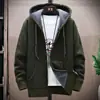Produto principal de qualidade 2026: nova jaqueta casual com capuz masculina para outono e inverno, suéter de malha versátil com forro de fleece