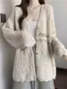 Cárdigan de Punto con Nuevo Diseño de Lentejuelas Otoño/Invierno 2026 Estilo Coreano Bloque de Color Holgado Dulce Suave Abrigo Suéter para Mujer