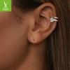 Arete de clip de plata personalidad doble 50 moissanita sin perforación oreja moda sentido avanzado arete de clip plata de ley s925