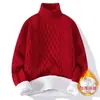Suéter rojo para el año zodiacal, unisex, otoño e invierno, cuello alto, forro polar, tejido de punto liso para Año Nuevo, directo de fábrica, al por mayor