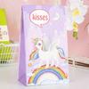 Bolsa de papel kraft gruesa de 100 g exclusiva transfronteriza, bolsa de dulces para fiesta de cumpleaños con diseño de unicornio de dibujos animados, bolsa de regalo de comida