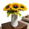 Girasol Simulado de un Solo Tallo Flor Artificial Decoración para el Hogar Boda Arreglo Floral Adorno Flor Artificial de Plástico Transfronteriza
