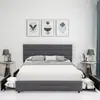 Cama de armazenamento estofada em tecido cinza escuro de fábrica de comércio exterior, cama de casal de grande capacidade com quatro gavetas de armazenamento, personalizável para comércio transfronteiriço