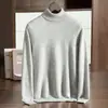 Otoño/Invierno 2026 Suéter Pulóver Liso de Cuello Alto Talla Grande para Hombre Casual de Negocios Joven y de Mediana Edad Tejido de Cachemira