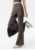 Calça de Yoga Falsa de Duas Peças com Barra Levemente Flare para Mulheres, Calça Esportiva para Corrida que Cobre o Quadril ao Ar Livre, Culotes Fitness Justas que Alongam as Pernas