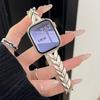 Banda de Metal con Forma de Espiga de Trigo y Diamantes Finos Adecuada para Apple Watch iWatch 12ª Generación 11/10