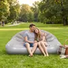 Sofá Inflable Doble Simple Gris de Mayor Venta Transfronterizo con Felpa Engrosada para Hogar y Camping al Aire Libre Silla Lounge Perezosa