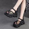 Shanghai Jiejie 2024 Verano Nuevo Estilo Étnico Bordado Plataforma de Fondo Grueso Elevada Velcro Moda Casual Zapatos de Mujer