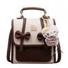 Mochila de Estilo Universitario Patchwork de Colores Bloqueados Estilo Coreano para Mujer 2026 Nueva Tendencia Bolso de Mano Mochila con Lazo