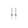 Pendientes de Clip para Oreja Yuebao Jewelry Jade Azul Agua Plata de Ley S925 Perla Redonda Doble Calabaza Fulu Lujo Ligero de Gama Alta