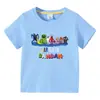 2023 Nova Roupa Infantil Transfronteiriça Estilo Coreano Camiseta de Verão Infantil Manga Curta Meninos e Meninas Bebê Camiseta Manga Meia Manga Top Algodão
