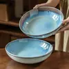 Cuencos de Alta Apariencia con Vajilla de Cerámica Esmaltada en Horno, Cuencos para Ensalada, Cuencos de Comida para el Hogar, Cuencos para Fideos, Estilo Niche Cuencos Grandes de Boca Ancha, Cuencos al por Mayor