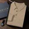 Camisa Polo de 7 Pines Engrosada Suéter de Cachemira para Hombre Casual de Negocios Suéter de Lana de Punto con Solapa de Manga Larga
