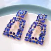 Moda geométrica europea y americana color strass clip para oreja mujer retro exagerado hueco trapezoidal pendiente cruce fronteras venta al por mayor