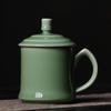 Celadon Tea Cup Office Conference Cup com tampa grande cerâmica copo de presente caneca simples casa banho de pés loja copo de água