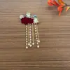 Horquilla Azul Esmaltada Estilo Chino, Accesorio para el Cabello para la Parte Trasera de la Cabeza, Pinza Lateral Estilo Antiguo Hanfu Dinastía Song para Mujeres, Diseño de Adorno Lateral para Cabello Corto