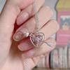 Venta al por mayor de fábrica collar de corazón de diamante rosa realmente lindo de un solo disparo amor de Cupido diamante rosa natural collar con colgante mujeres