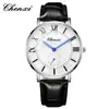 Relojes de Pareja, Elegantes Relojes de Cuarzo para Mujer, Esfera Redonda Correas de Cuero, Relojes para Hombre, Venta al por Mayor Transfronteriza