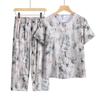 Traje de Ropa de Verano para Abuela para Mujeres de Mediana Edad y Mayores, Traje de Algodón y Seda de Manga Corta, Traje de Dos Piezas para Madre de 60 Años, Ropa para Señoras Mayores