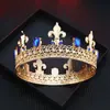 Corona estilo barroco retro europeo y americano punta dorada forma de corona redonda grande respaldo de diamantes puede ser