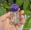 Botella de vidrio cilíndrica para perfume de 15 ml tapa esférica tapa de madera tapa azul