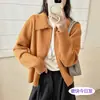 Cardigan de Tricô Gola Polo Estilo Coreano Estilo Preguiçoso Feminino Outono Nova Chegada Zíper Casaco Suéter Solto