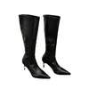Botas altas Chuyuji de estilo europeo y americano con punta fina adelgazantes para mujer otoño e invierno 2026 botas largas de tacón de aguja de tubo alto con cremallera trasera tacón alto
