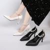 Outono de 2025 Novo Estilo Coreano Salto Fino Sapatos de Pérola Femininos Elegantes Franceses Pé Descalço Contas Temperamento Gentil Salto Alto