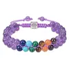 Pulsera Bohemia de Doble Capa de Piedra Natural Colorida de 6 mm para Mujer Pulsera de Árbol de la Vida con Cuentas de Piedra Natural Cristal Ónix