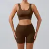 Pantalones cortos de yoga con hilo, de estilo europeo y americano, ajustados, de cintura alta, elásticos, color melocotón, sin costuras, para mujer