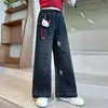 Pantalones Vaqueros para Niñas Otoño Invierno 2025 Nuevos Elegantes Pantalones de Pierna Ancha Forrados de Felpa para Niñas Mayores, Pantalones Rectos Adelgazantes para Estudiantes de Secundaria