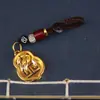 Novo pingente de chaveiro cabaça de latão estilo chinês com borla, chaveiro de carro trançado, acessório de amuleto auspicioso e seguro