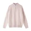 Nuevo suéter de punto unisex de otoño, con media cremallera, cuello medio-alto y hombros caídos, top de punto casual