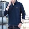 Suéter Cor Sólida JEEP SPIRIT Jovem Meio Zíper Masculino Solto Outono Gola Camisa Polo Manga Longa Masculina