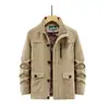 Chaqueta de Trabajo para Hombre Nueva Primavera y Otoño Algodón Puro Cuello Alto Delgado Casual Talla Grande Transfronteriza Longitud Media Top de Moda
