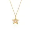 Collar Colgante de Estrella de Zirconio Completo de Gama Alta, Elegante, Lujo Ligero, Chapado en Oro de 18 Quilates, Cadena para Clavícula de Estrella de Cinco Puntas de Moda para Mujer, Estilo Nuevo