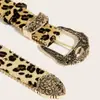 Cinturón Subcultura Estampado de Leopardo, Cinturón Hot Girl, Cinturón de Cuero Suave Moda para Mujer, Decoración Retro Versátil de Gama Alta Venta al por Mayor