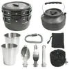 Productos para Exteriores Amazon Más Vendido Set de Tetera para 2-3 Personas para Exteriores Combinación de Ollas Camping Olla Plegable Set de Utensilios de Cocina