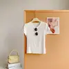 Camisa Simples de Manga Curta com Textura de Geleia Estilo Americano para Mulheres, Tecido Elástico em Quatro Direções, Verão Fina, Casual Versátil, Top Camiseta para Mulheres